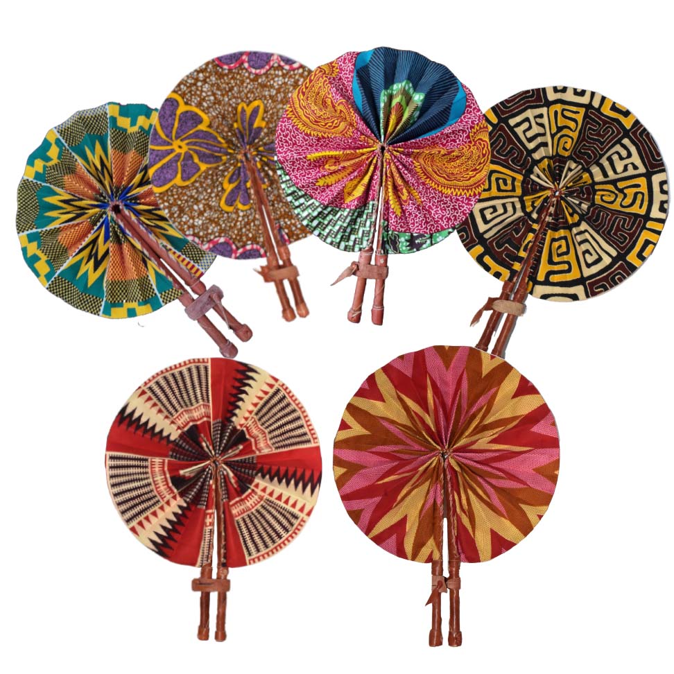 Leather and wax sinario fan - Fans blue, none, , , ankara, leather, 