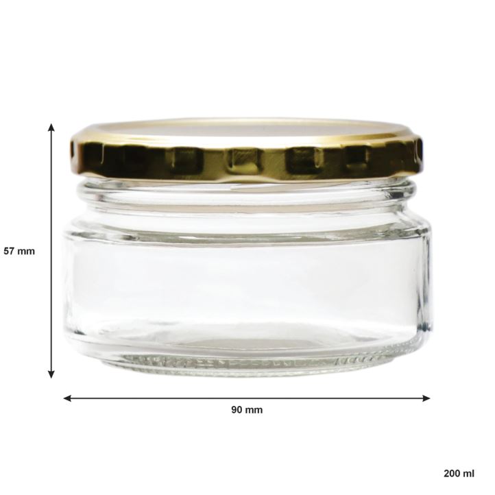 GLASS DIP JAR 200ML WITH GOLD LID (x6) - Image 3